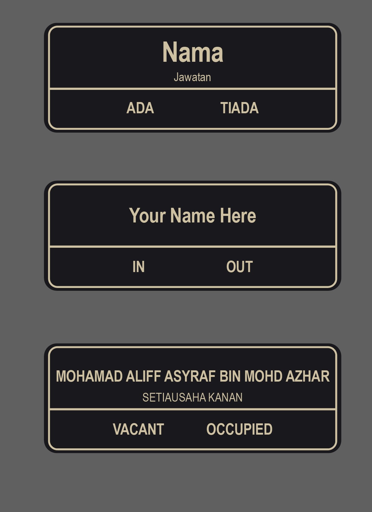 Slide Sigange Vacant Occupied Ada Tiada Customize Door Slider Function ...