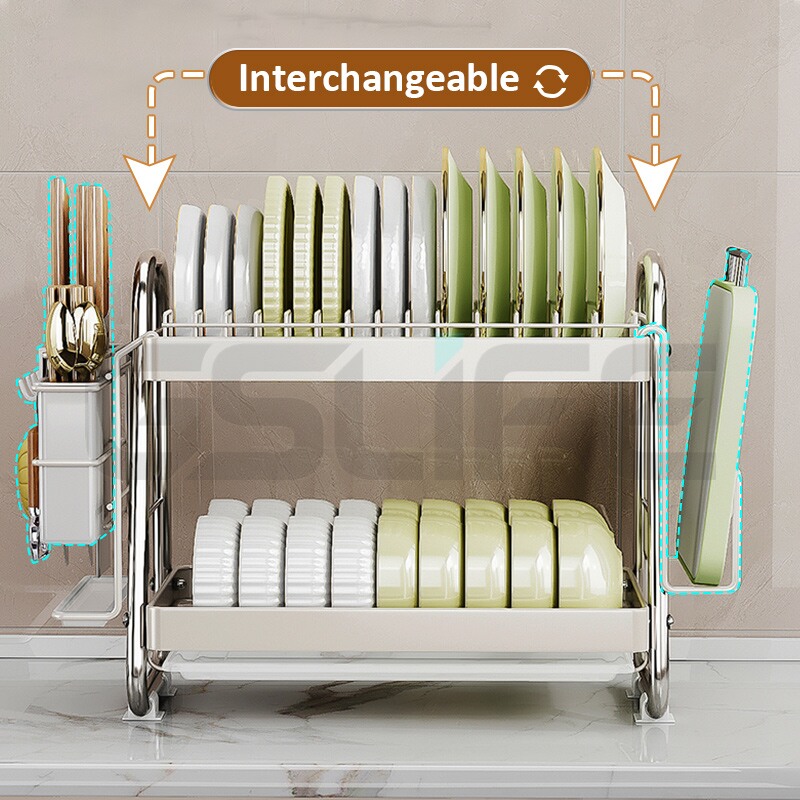 GSlife NEW Sturdy Dish Rack Stainless Steel 2/3 Layer Dish Drainer Rack ...