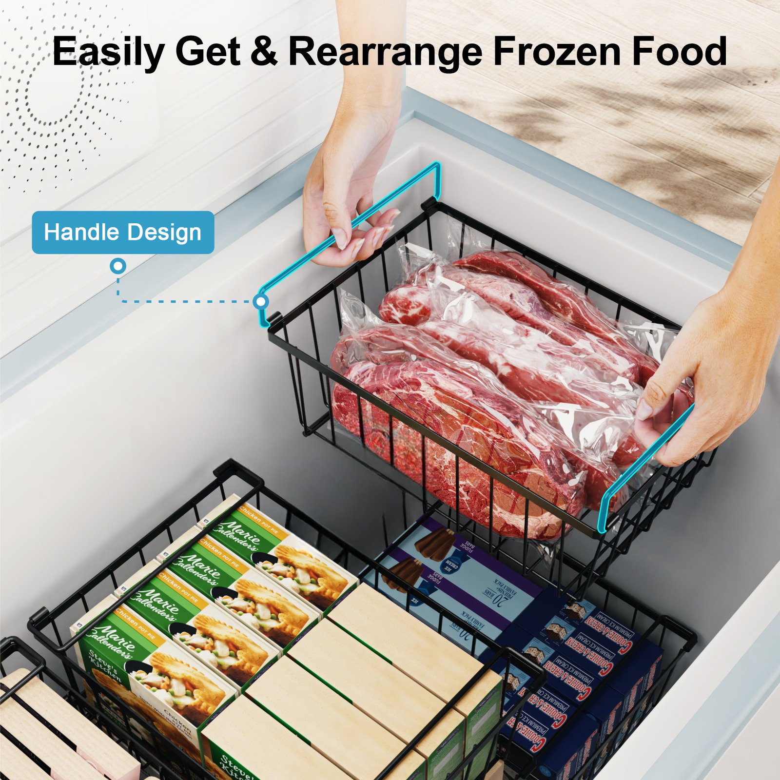GSlife 4 Packs Stackable Chest Freezer Basket Rack Freezer Storage ...
