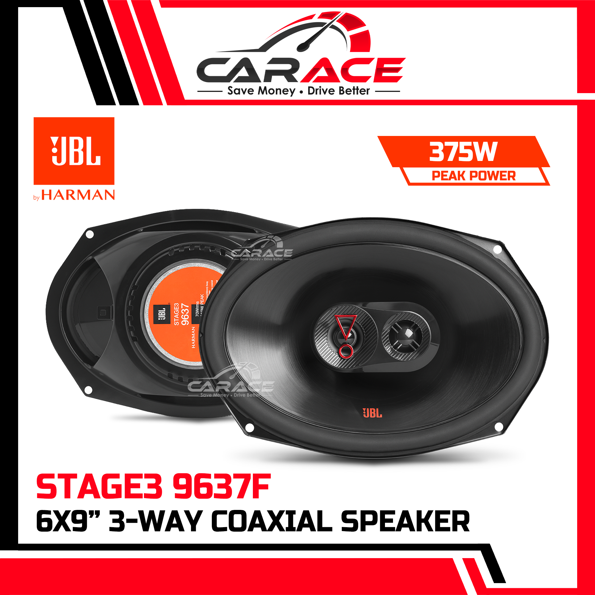 JBL Stage3 9637F 6x9" 3Way Coaxial Speaker 375W Original JBL Car