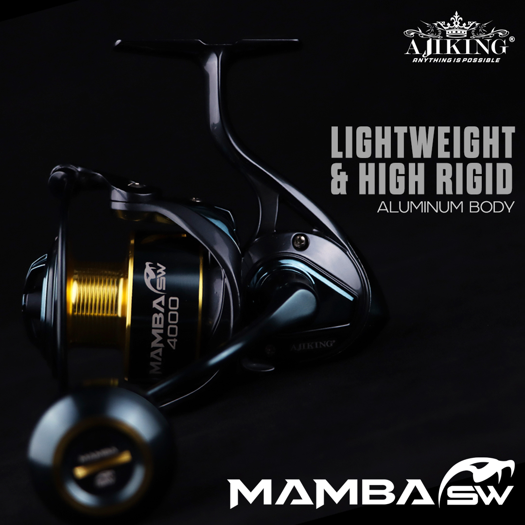 18kg-25kg) Ajiking Mamba SW Spinning Fishing Reel 9+1BB Saltwater Screw In  Handle Mesin Pancing With Reel Bag