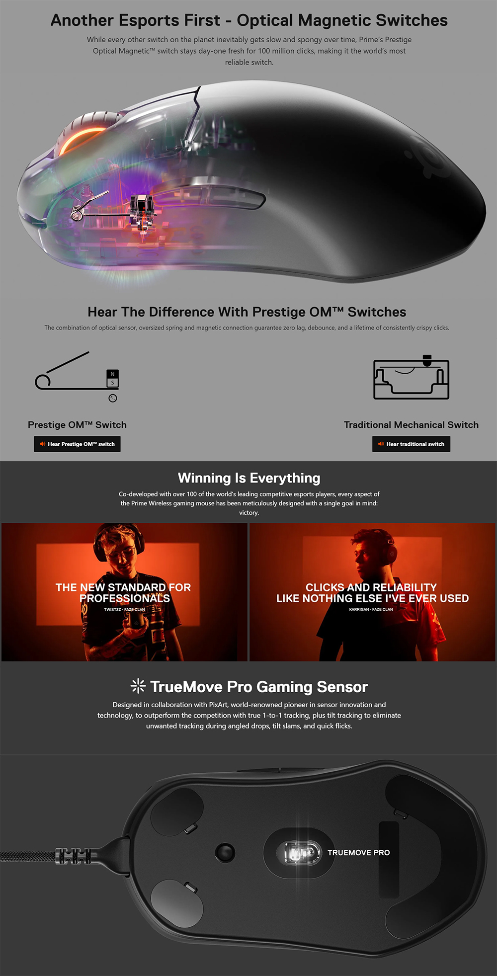 SteelSeries Prime Pro Series Gaming Mouse TrueMove Optical Wired Mice ...