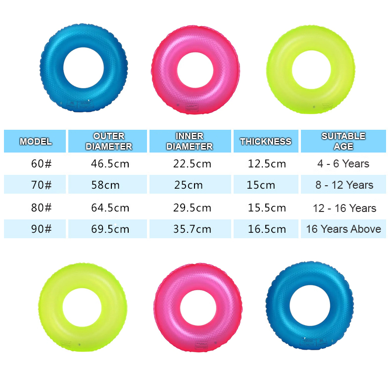 GOOGOO BIRD Matte Neon Color Inflatable Swimming Ring Float Tube For ...