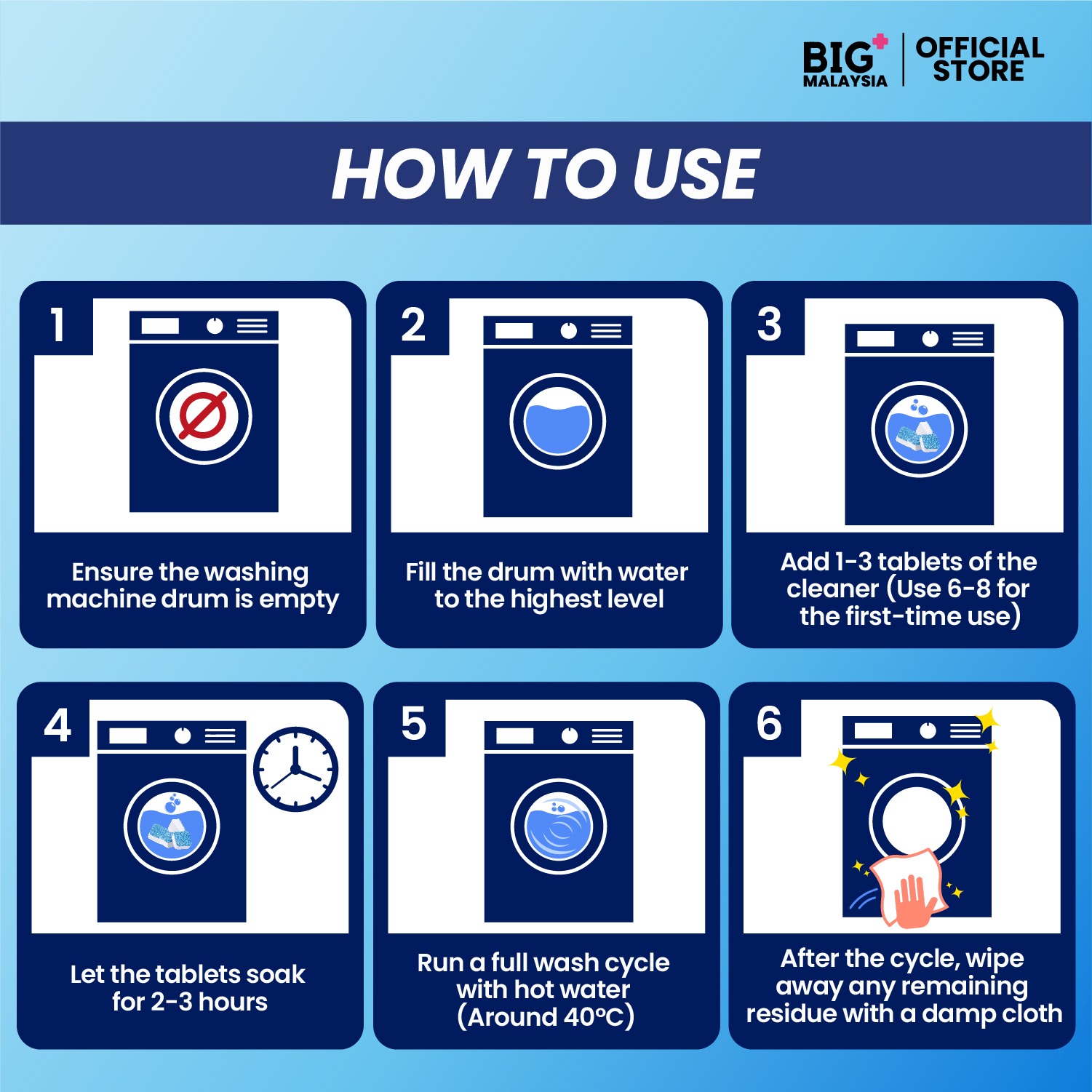 BIG+ Plus Active Clean Washer Cleaner-12 Tablets -Pembersih Mesin Basuh ...