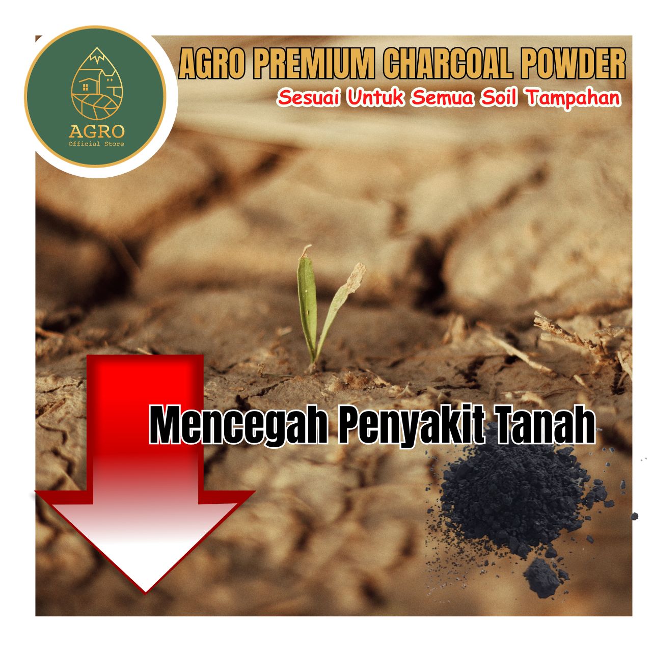 Agro Premium 100% Natural Actived Charcoal Powder Serbuk Arang Tanah ...