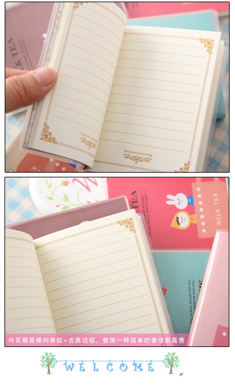 Milk Tea Notebook WG-10315 Pocket Size Soft Cover Notebook Cute Cartoon ...