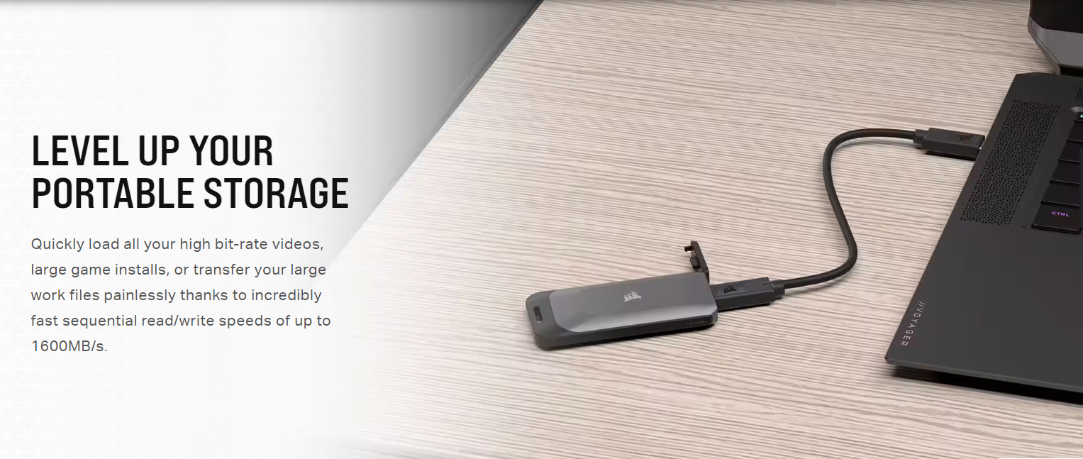 CORSAIR EX100U PORTABLE SSD SOLID STATE USB TYPE-C USB-C STORAGE DRIVE ...