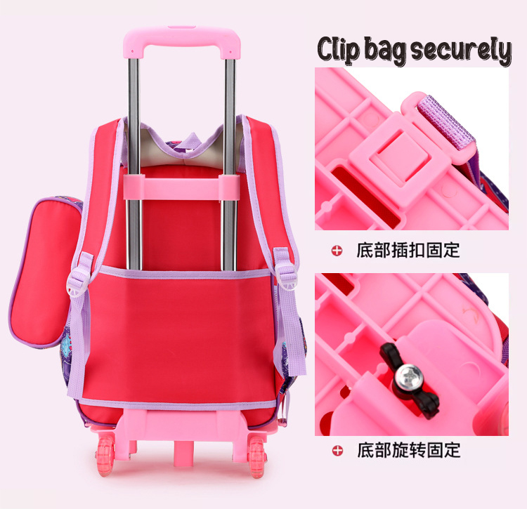 (B689) 40cm - 3pcs SET School Bag Lunch Bag Pencil Case with 6 Wheels ...