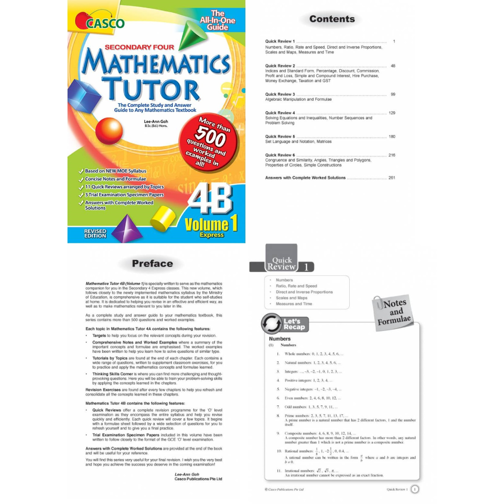 CASCO Secondary Mathematics Tutor 4B Vol. 1 / Vol. 2 Revised Edition ...