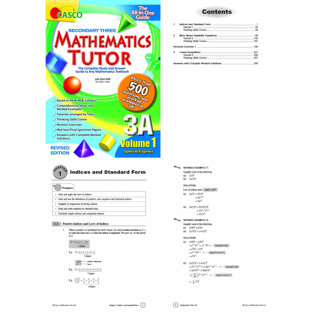 CASCO Secondary Mathematics Tutor 3A Vol.1/Vol.2 Revised Edition ...