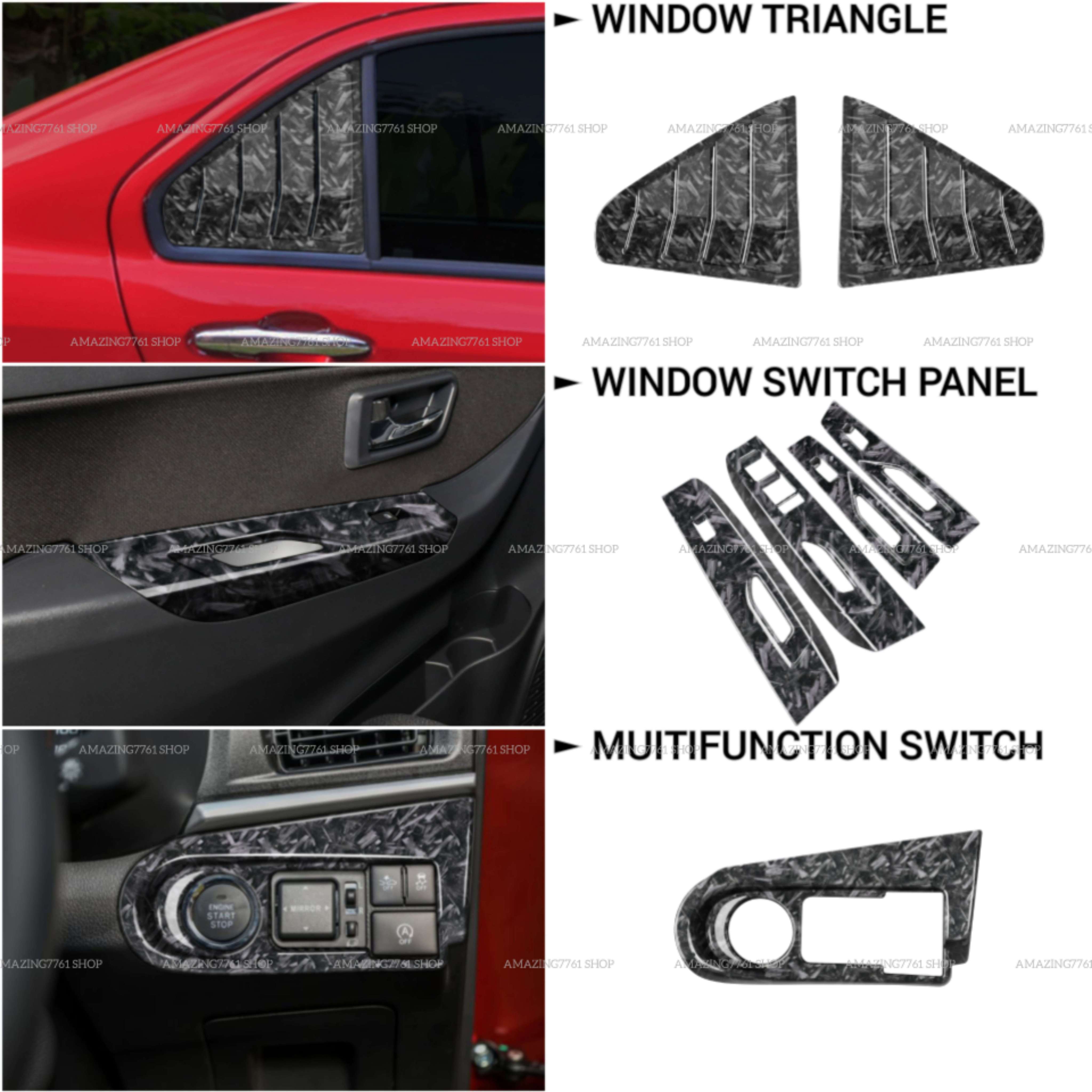 AMAZING PERODUA BEZZA 2016-2024 CAR FORGED CARBON INTERIOR SET FRAME ...