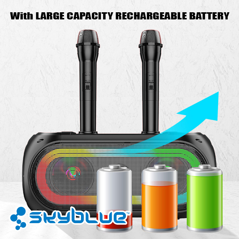 Skyblue LED RGB Light Speaker Bluetooth Bass Besar Spiker With 2 ...