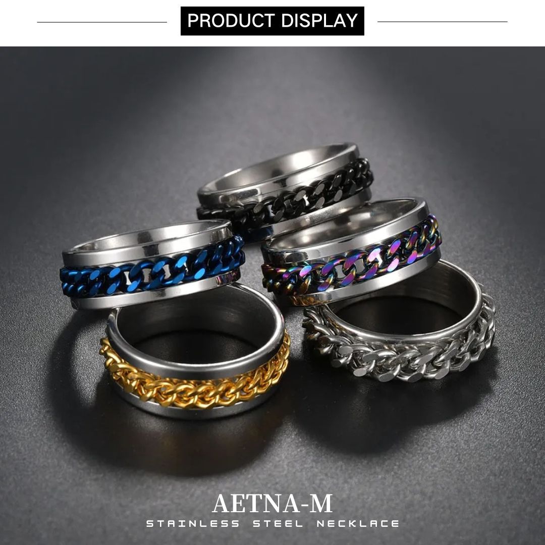Couple Cool Rotationg Stainless Steel Ring Men Women Cincin Tidak Karat ...