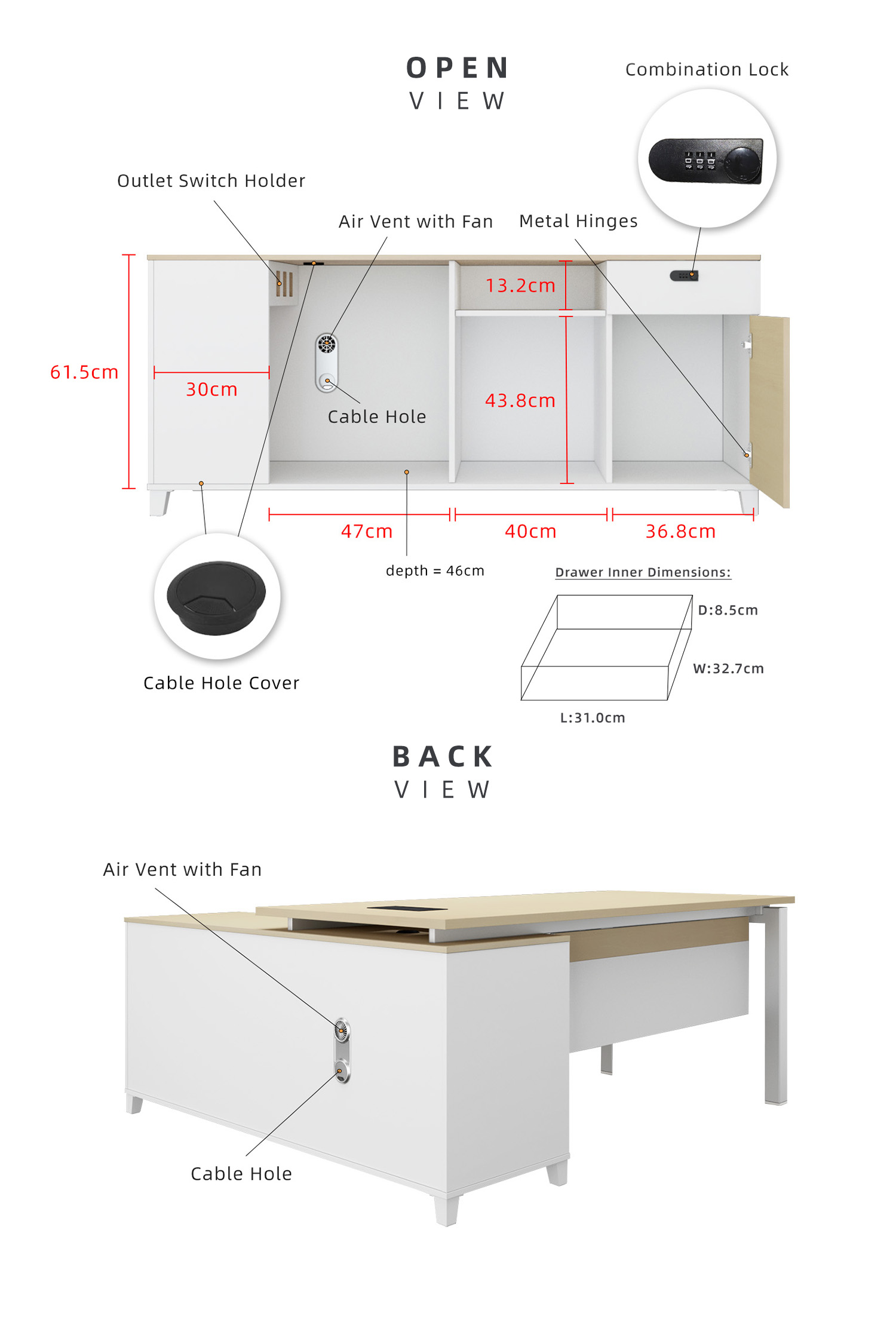 [FREE Shipping] KitchenZ Executive Table Home Office Table for 4 File ...