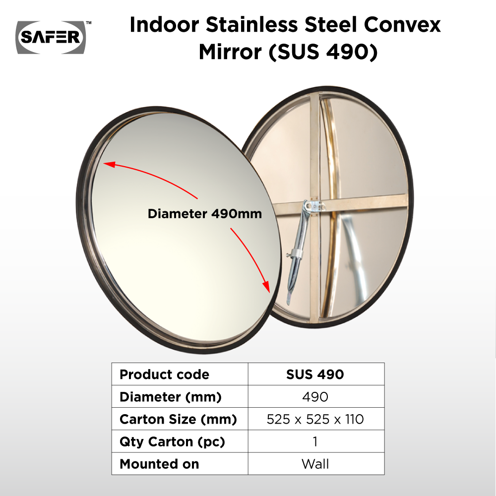 TTF Rack™ (SAFER SUS490) Stainless Steel Indoor Convex Mirror 490mm ...