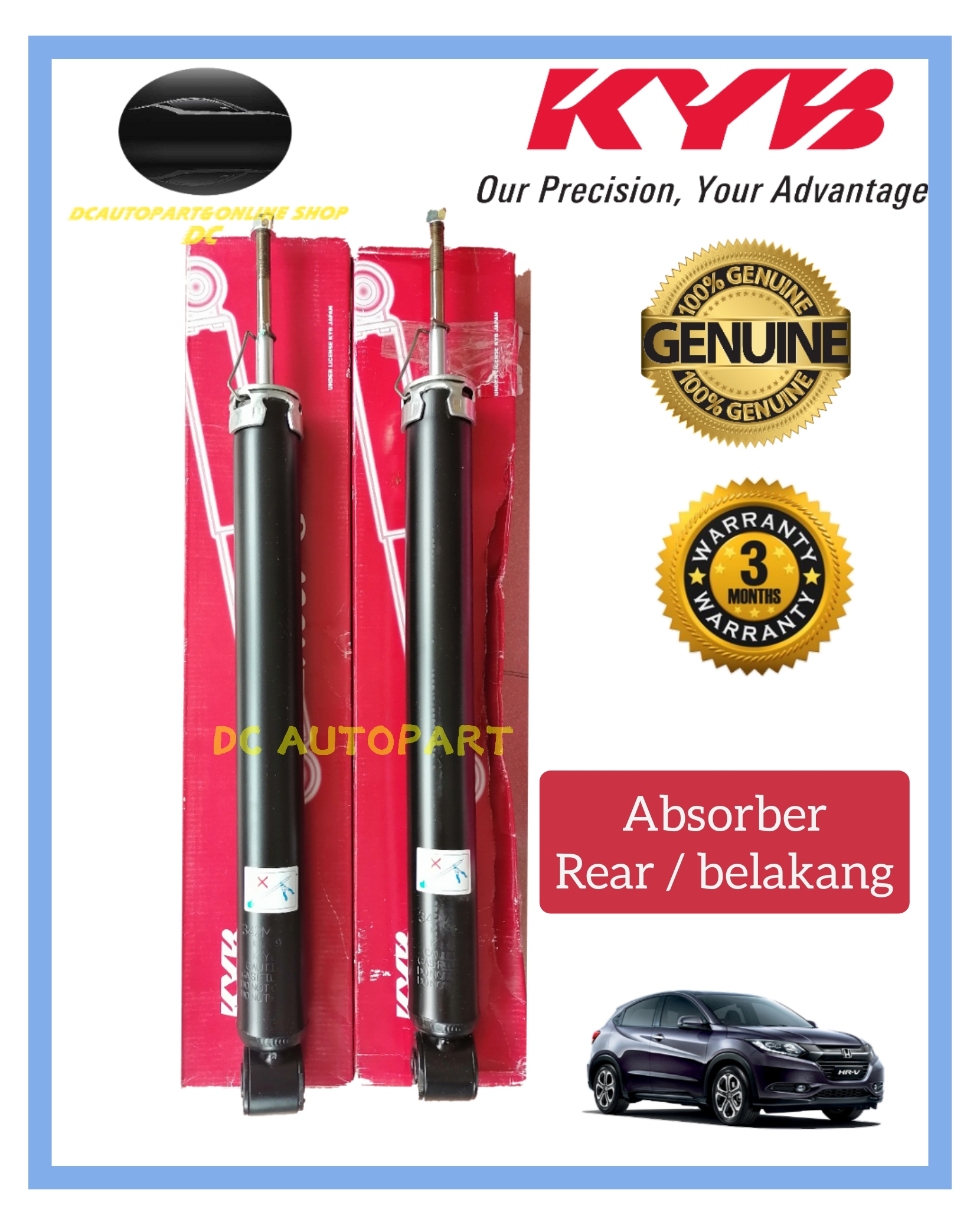 ORIGINAL KYB KAYABA HONDA HRV 1.5 1.8 T7A FRONT & REAR SHOCK ABSORBER ...