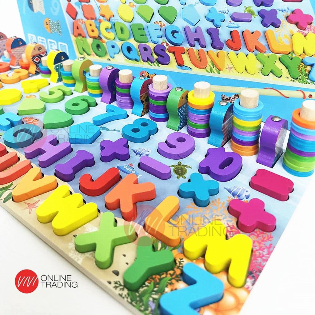 Kids Preschool Baby Early Learning Montessori Toys Wooden Number Puzzle ...