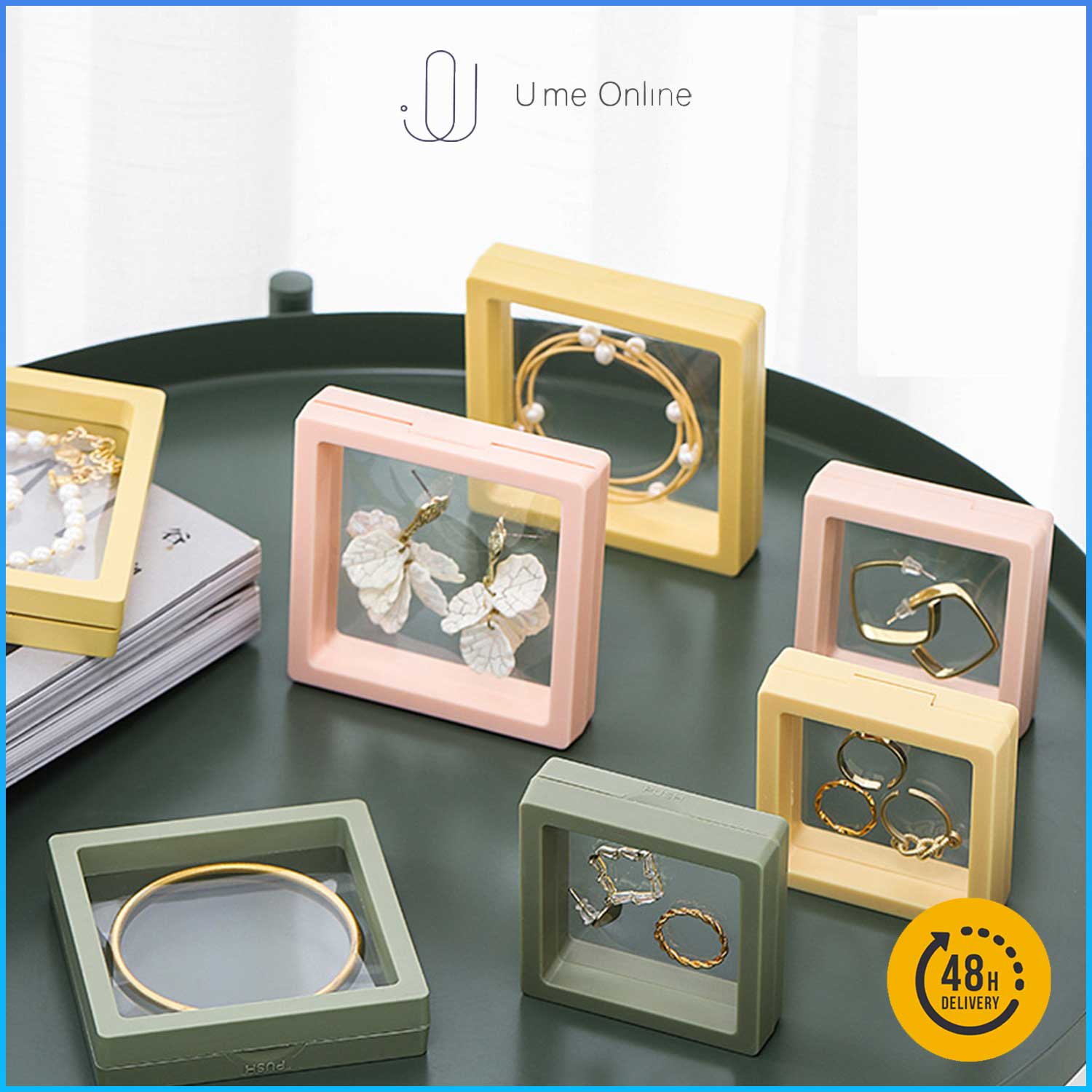 U.me 3D Transparent Floating Jewelry Display Storage Box Accessories ...
