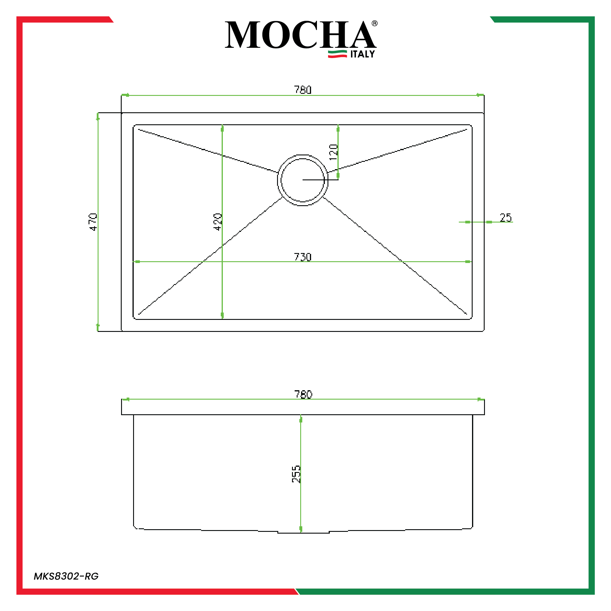 [Nano Kitchen Sink] Mocha MKS8302-RG SUS304 Kitchen sink rose gold