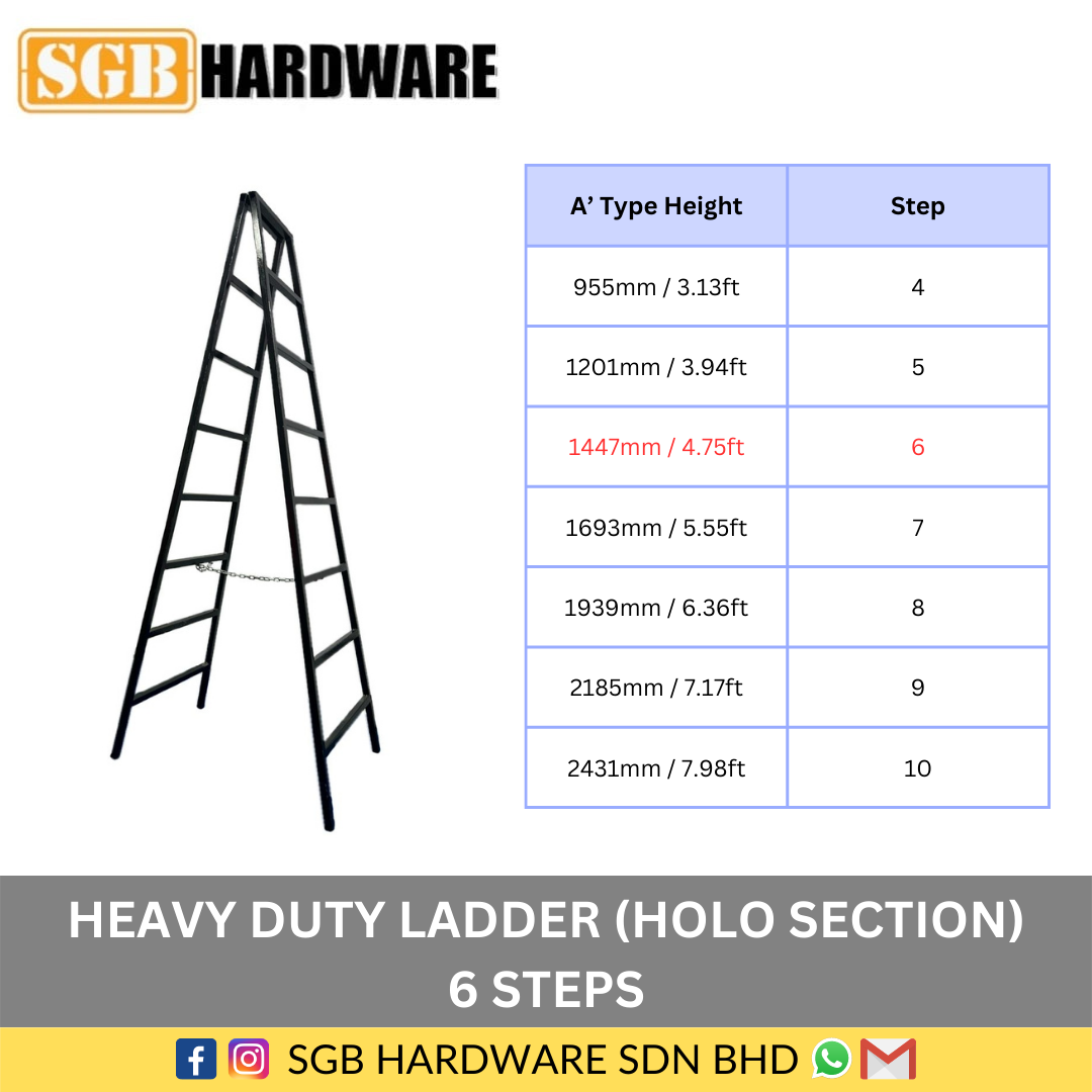 EVERLAS DS06 6 STEPS DOUBLE SIDED LADDER | Shopee Malaysia