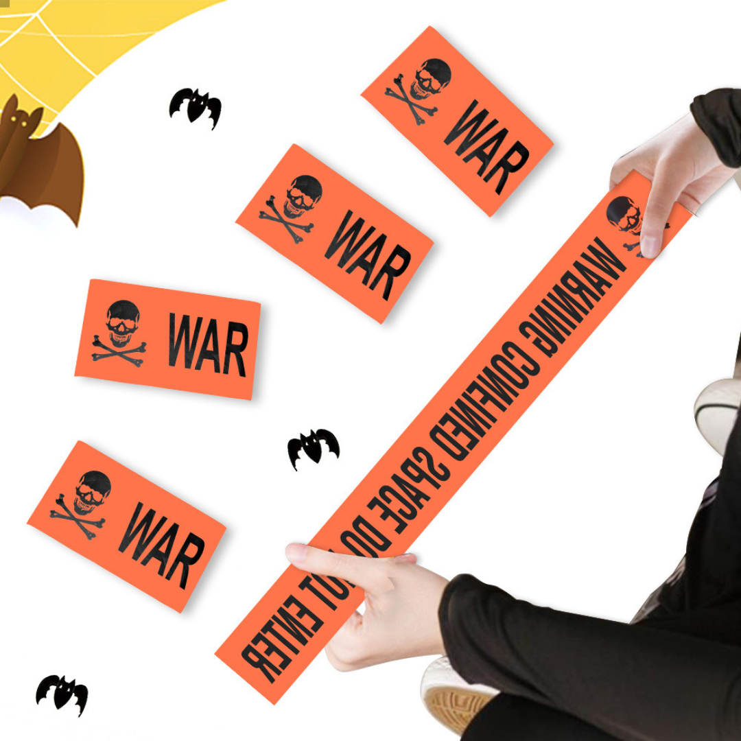 1pc Halloween Warning Plastic Tape Signs Halloween Props Danger Warning ...