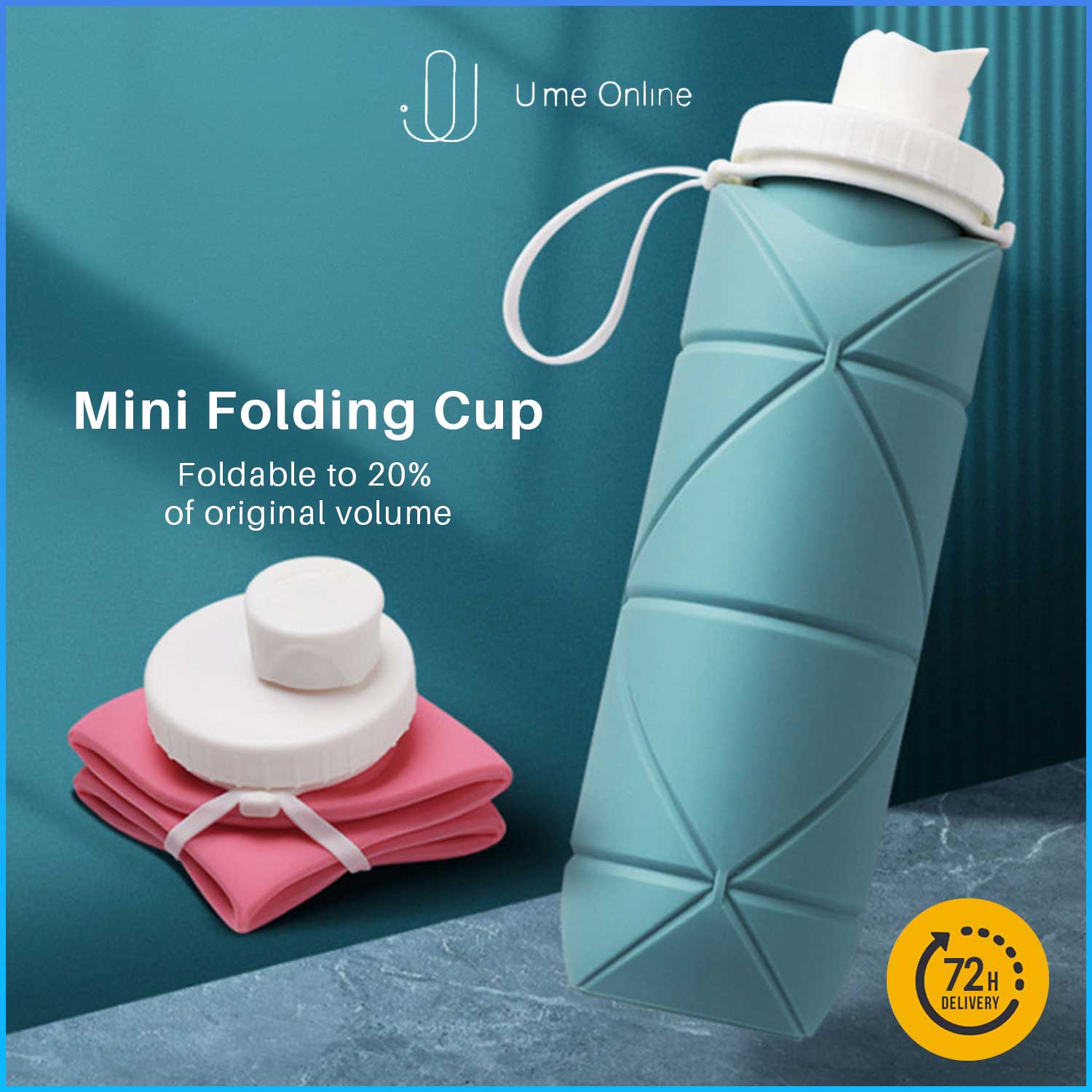 U.me 500ML/600ML Silicone Folding Water Bottle Outdoor Sports Flask ...
