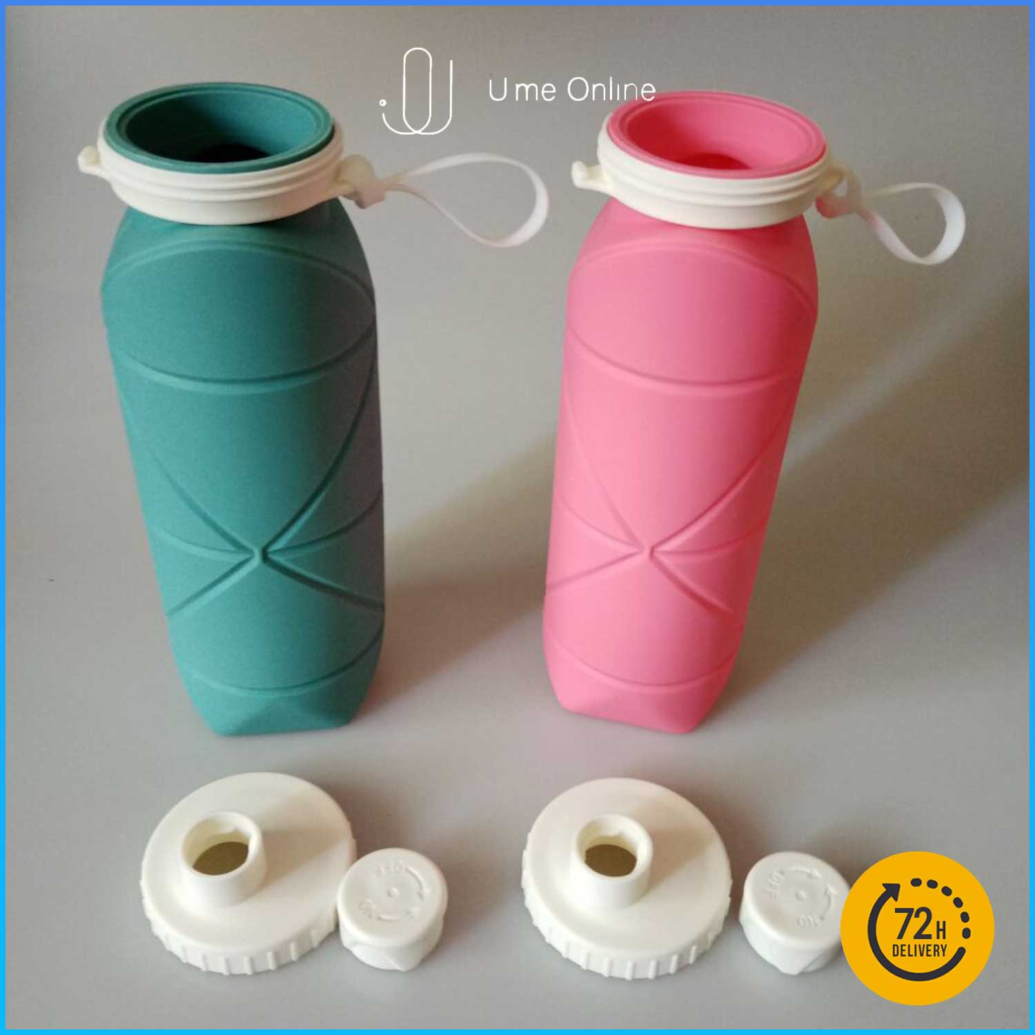 U.me 500ML/600ML Silicone Folding Water Bottle Outdoor Sports Flask ...