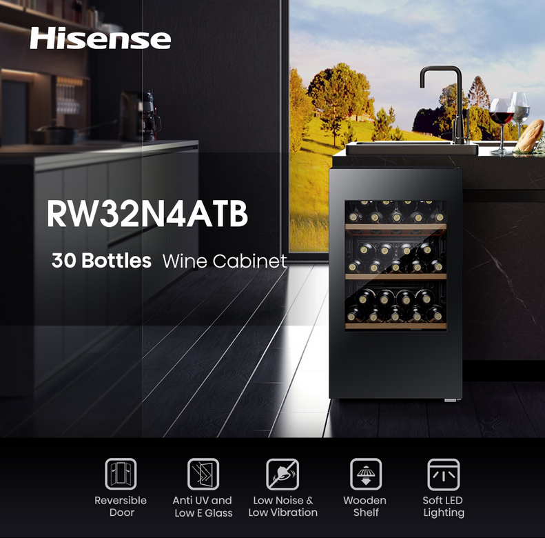 Hisense RW32N4ATB Wine Cooler 30 Bottles LED Lighting Wine Cellar
