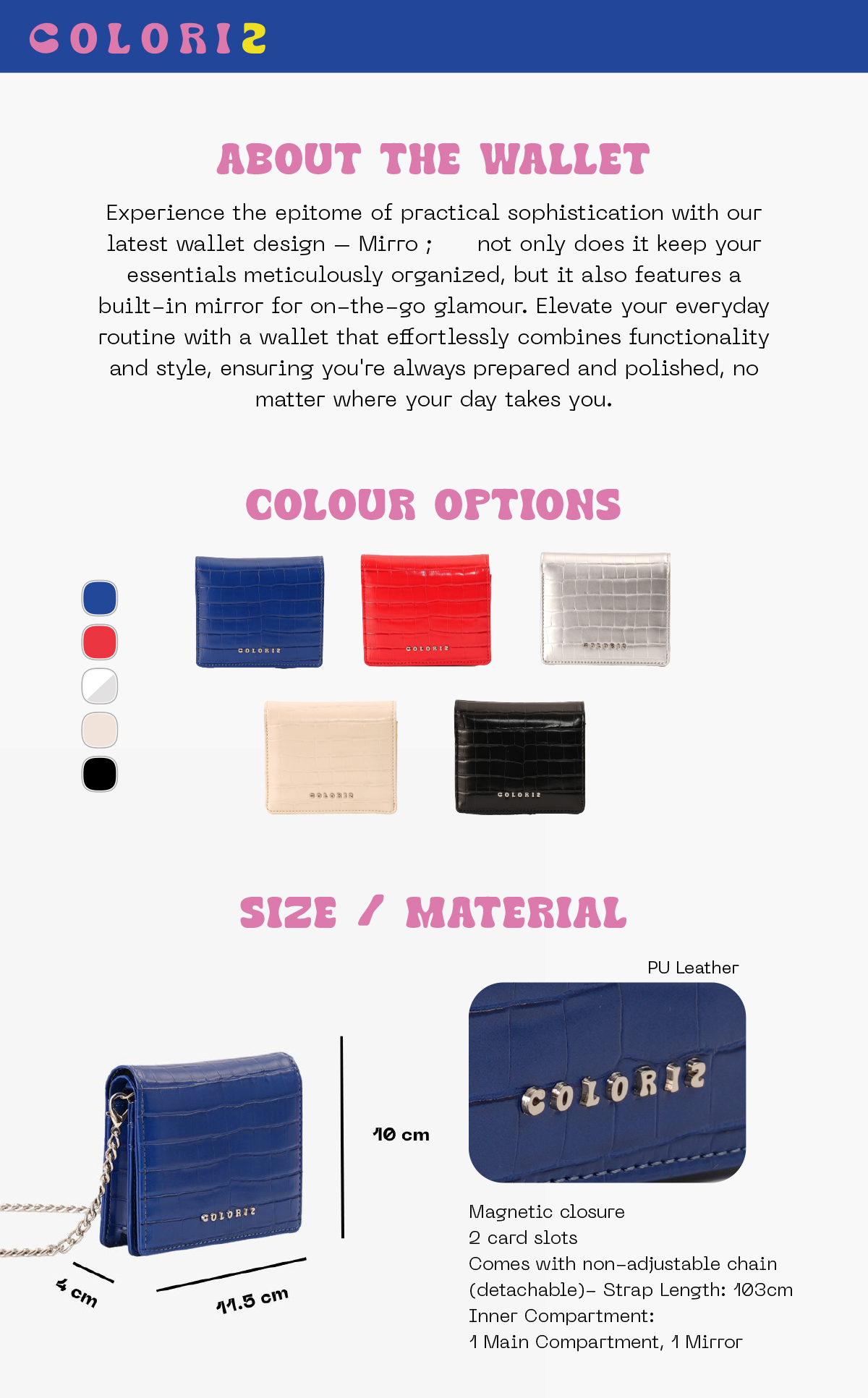COLORIS_Mirro_Tali Rantai Dompet Wanita Pendek Small Chain Wallet_LPEC ...
