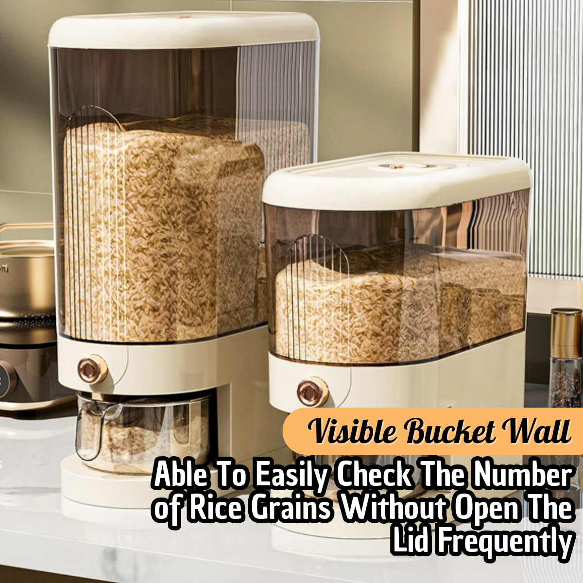 LOJ 5KG/10KG Slim Rice Dispenser Insect Moisture Proof Rice Storage ...