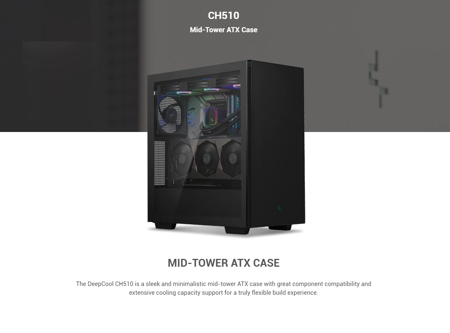 DeepCool CH510 TG Mid-Tower ATX Chassis - Black /White # R-CH510-BKNNE1 ...