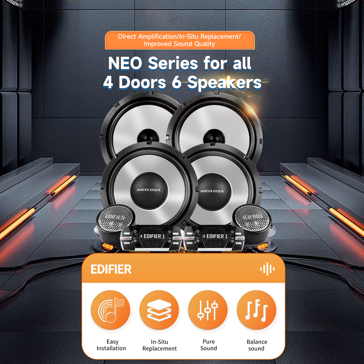 Edifier NS165 Front Car Speaker Silk Dome Tweeter, Crossover & Vented ...