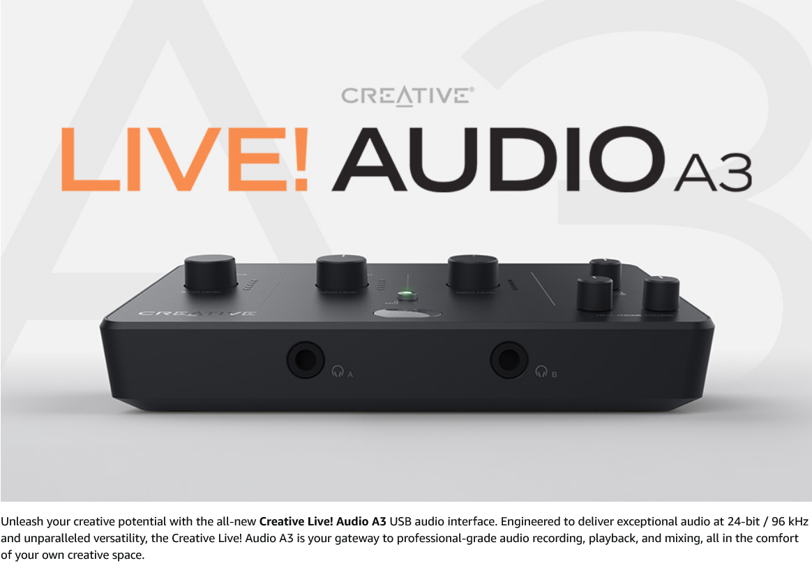 Creative Live! Audio A3 USB Audio Interface with High-Resolution ...
