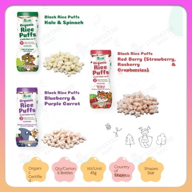 Mini Munchys ERIO Black Rice Puff 45g 8 Months Snek Biscuit Biskut ...