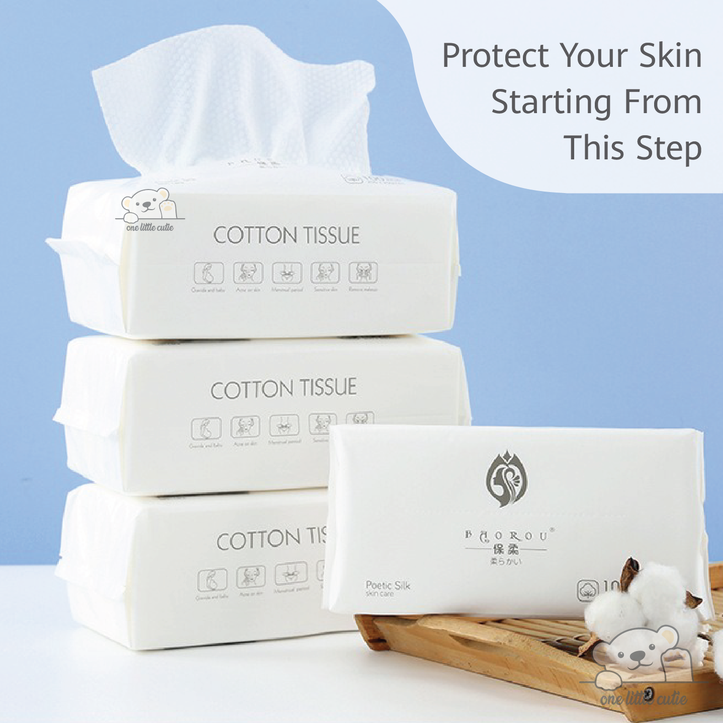 Cotton Tissue Disposable Facial Tissue for Adults and Children Make up ...