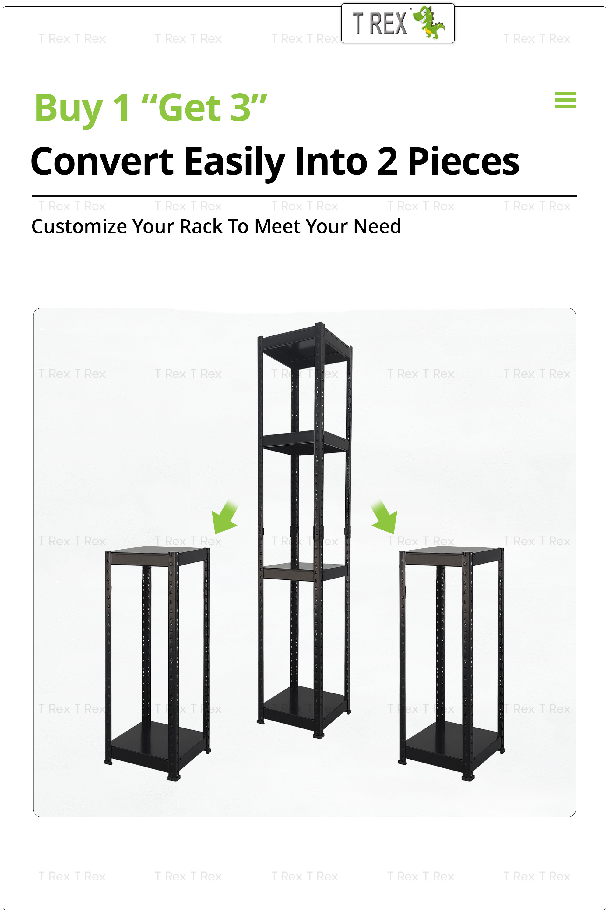 T Rex Standard 4 Tier Steel Boltless Display Rack / Showcase / Storage ...