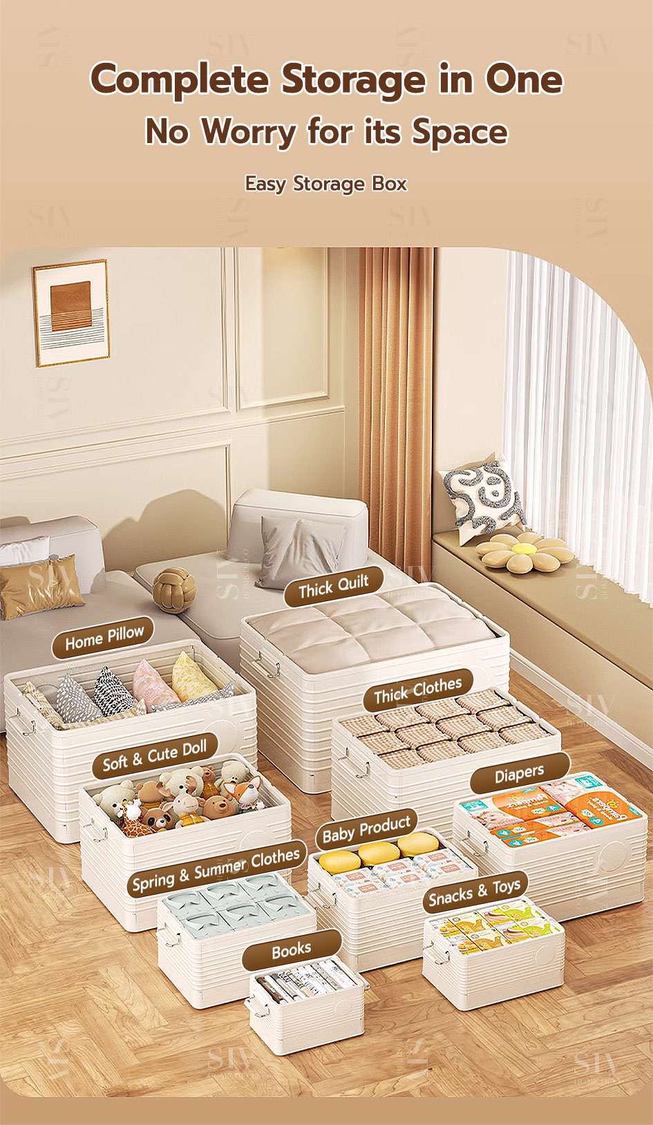 SIV Combo Collapsible Storage Box Multifunctional Storage Box Moveable ...