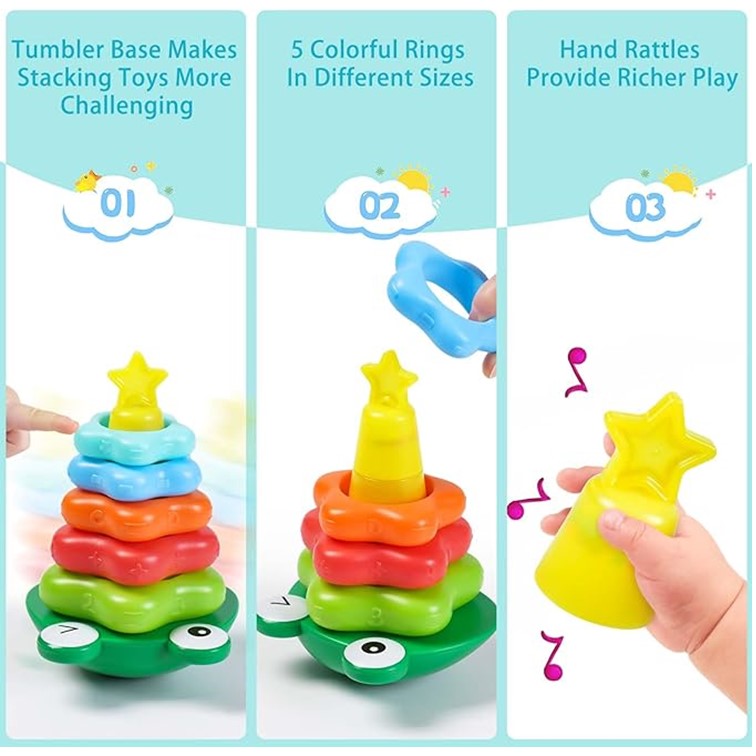 Rainbow Stacking Ring Baby Toys 1 year Toddler Toy Mainan baby 6 bulan ...