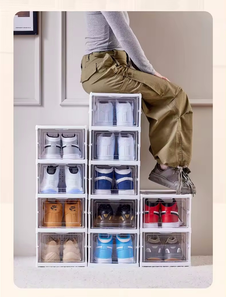 Foldable Shoe Rack Shoes Organizer Rak Kasut Stackable Storage Boxes ...