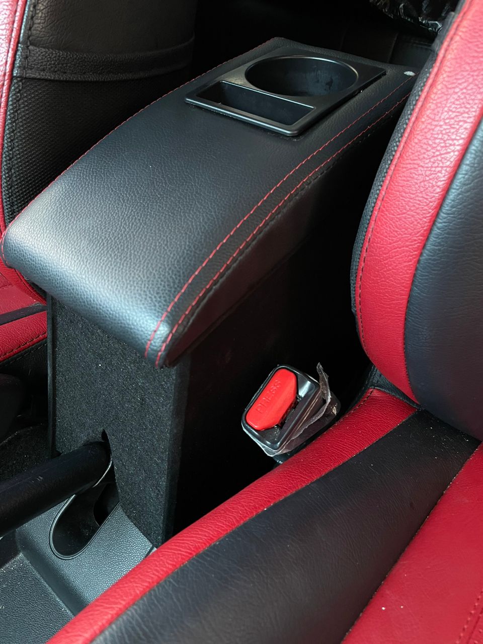 Proton Saga 2016-2025 VVT Armrest Box With Drink Holder PVC Red Line ...