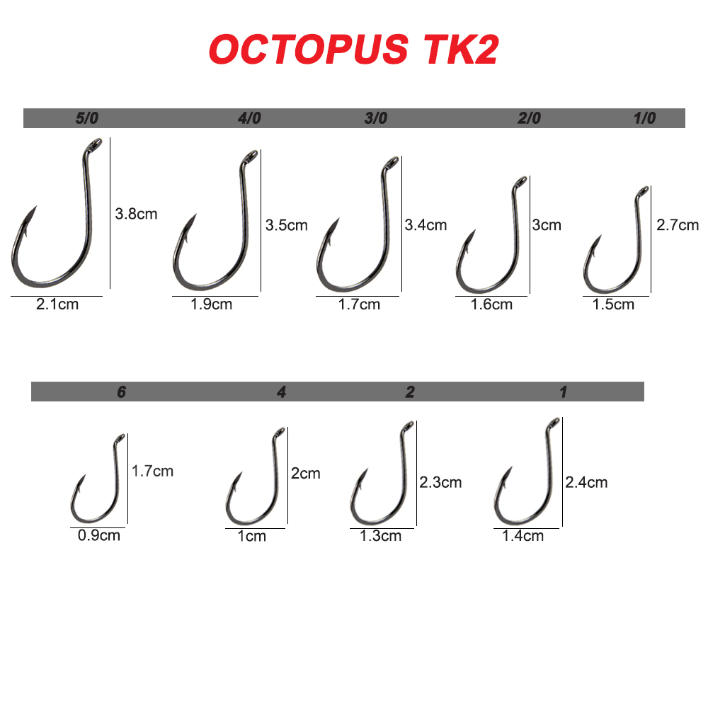 Eagle Claw Trokar Long Shank Octopus Fishing Hook TK2 Platinum Black Saltwater Freshwater ...