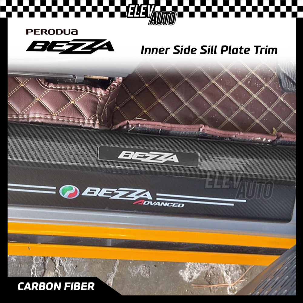 Perodua Bezza CARBON FIBER Stainless Steel Inner Side Sill Plate Trim ...