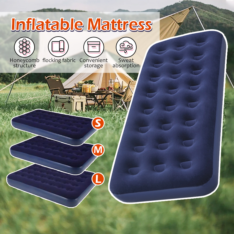 Folding Inflatable Bed Flocked Air Bed / Air Mattress Outdoor Sleeping ...