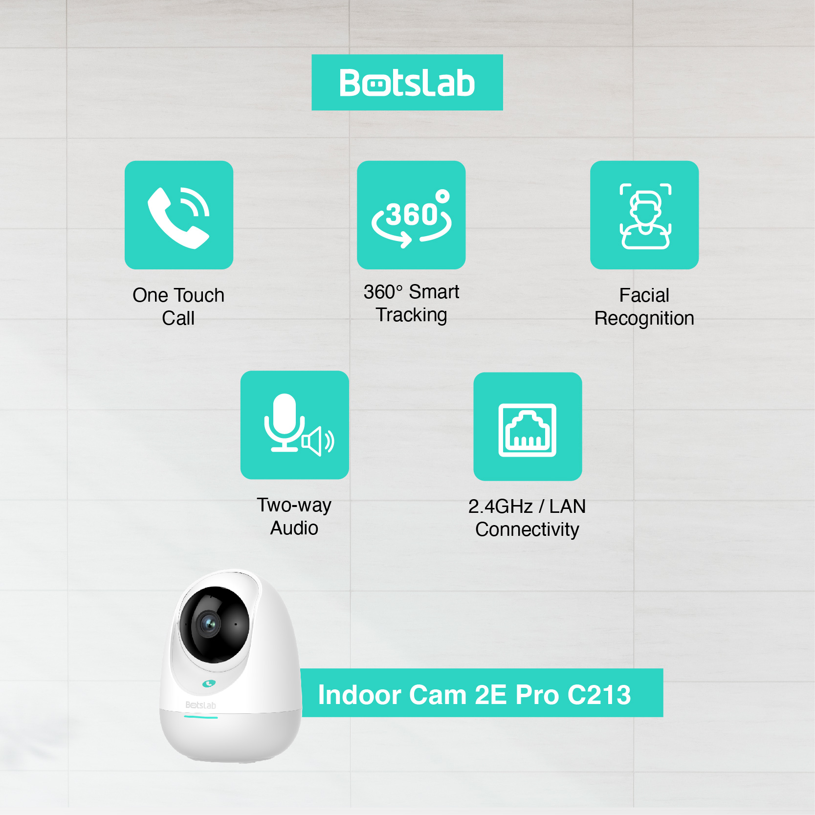 Botslab Indoor Cam 2E Pro C213 2K Wi-Fi / LAN Smart AI Pan 360 Tilt ...