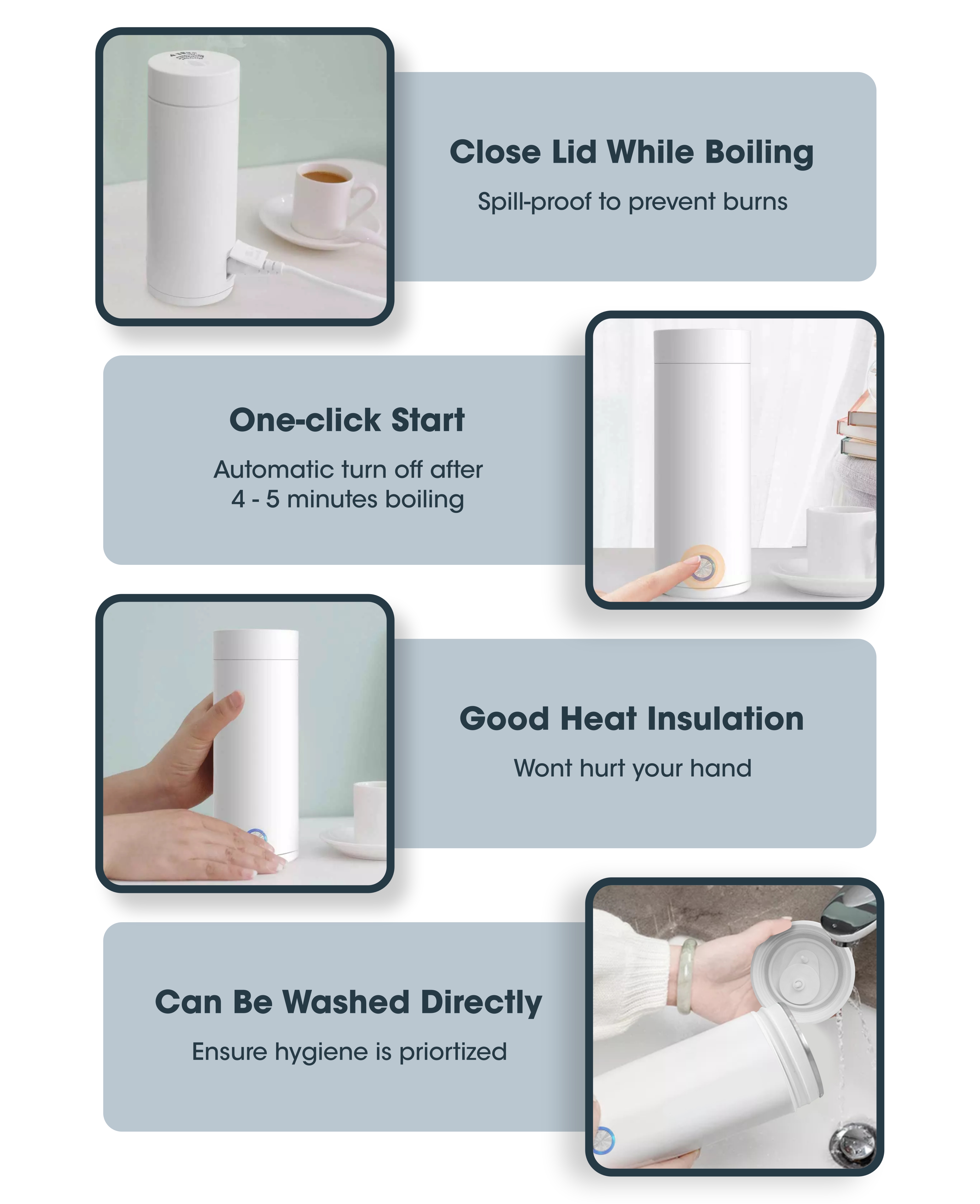 【3 Pin Plug】Portable Electric Kettle Stainless Steel Water Boiler ...