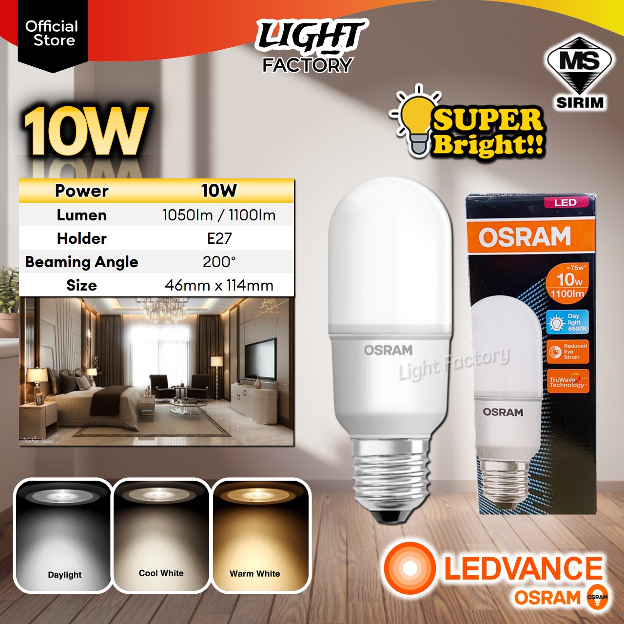 Osram Led Value Stick Bulb 10w 12w 14w 15w Sirim Approved Led Stick