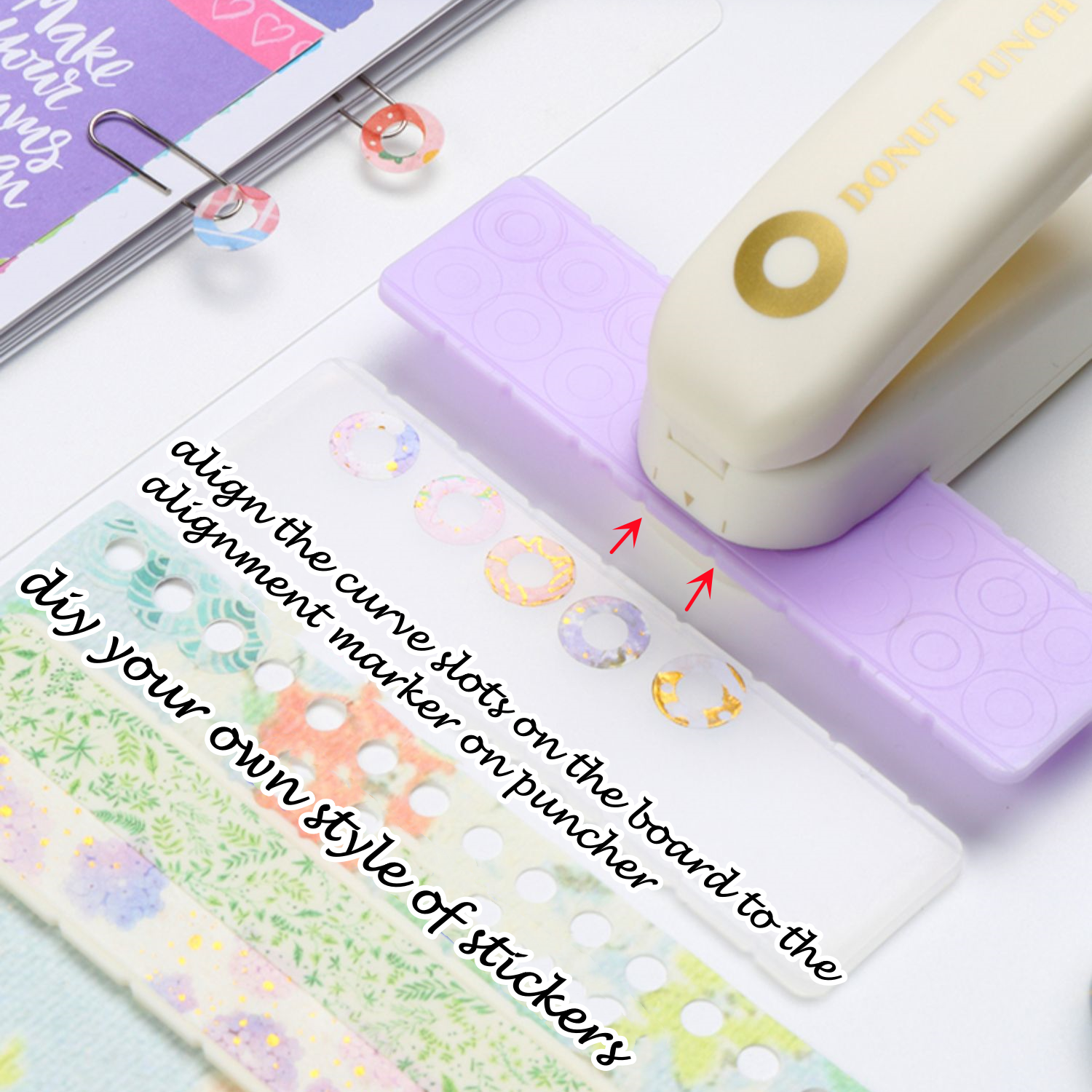 Creative Donut Punch Hole Repair Sticker Puncher Multipurpose Journal ...