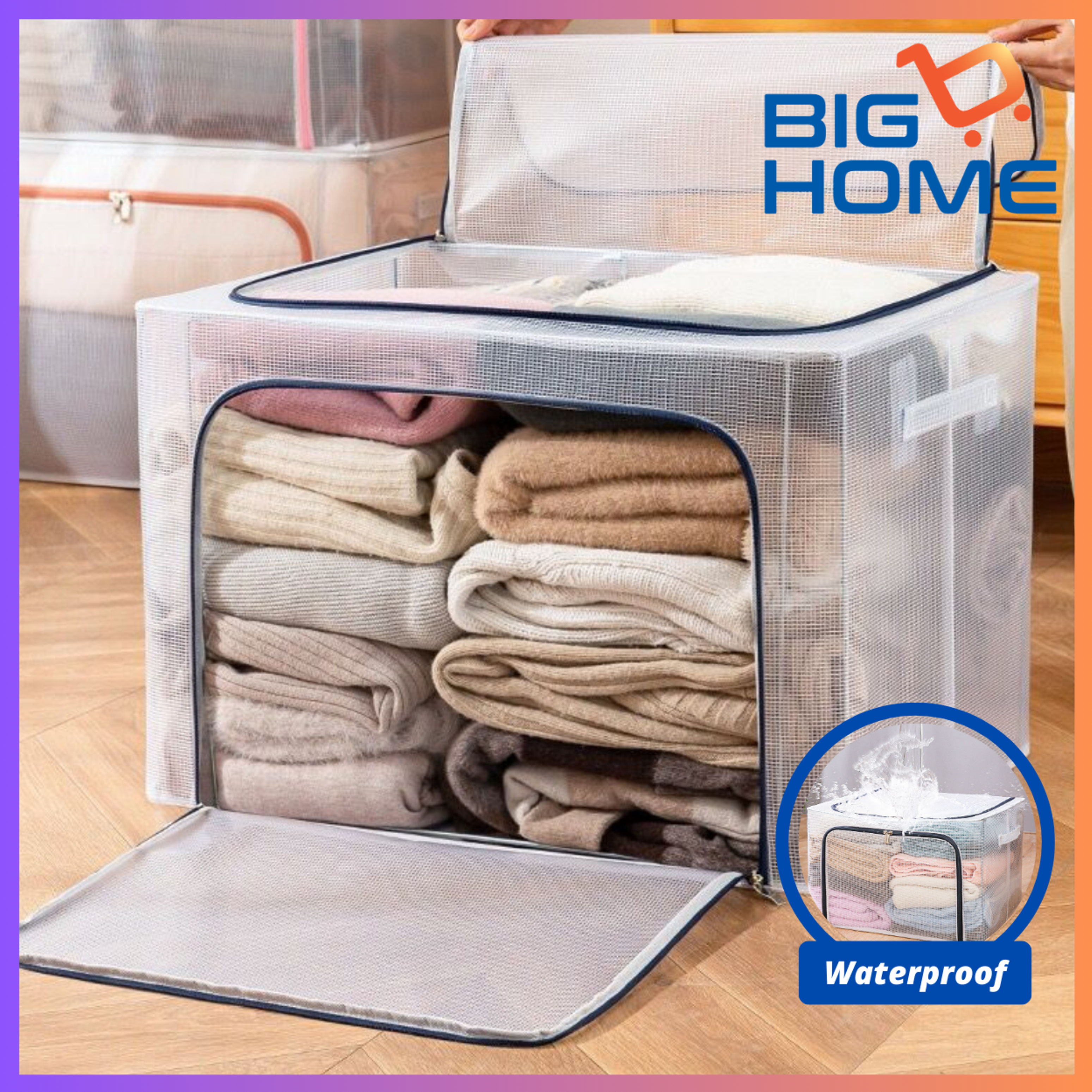 24l 66l 110l Transparent Storage Box Foldable Clothes Storage Box