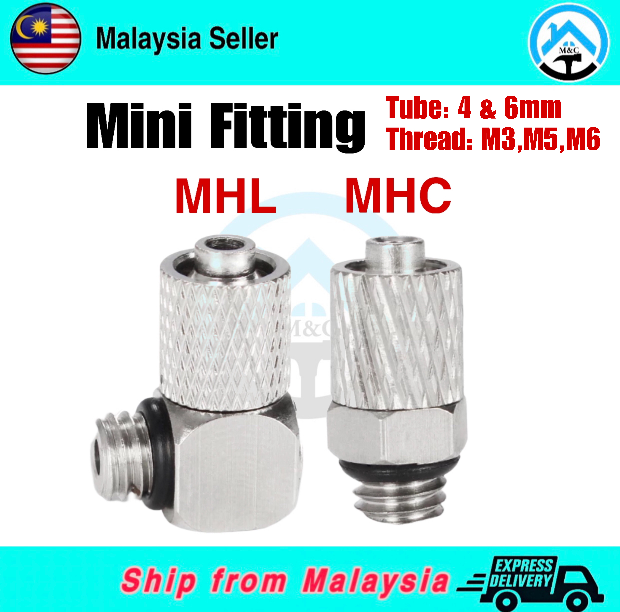 [MH] Male Thread M3 M5 M6 Air Tube,6mm OD Mini Pneumatic Pipe Connector ...