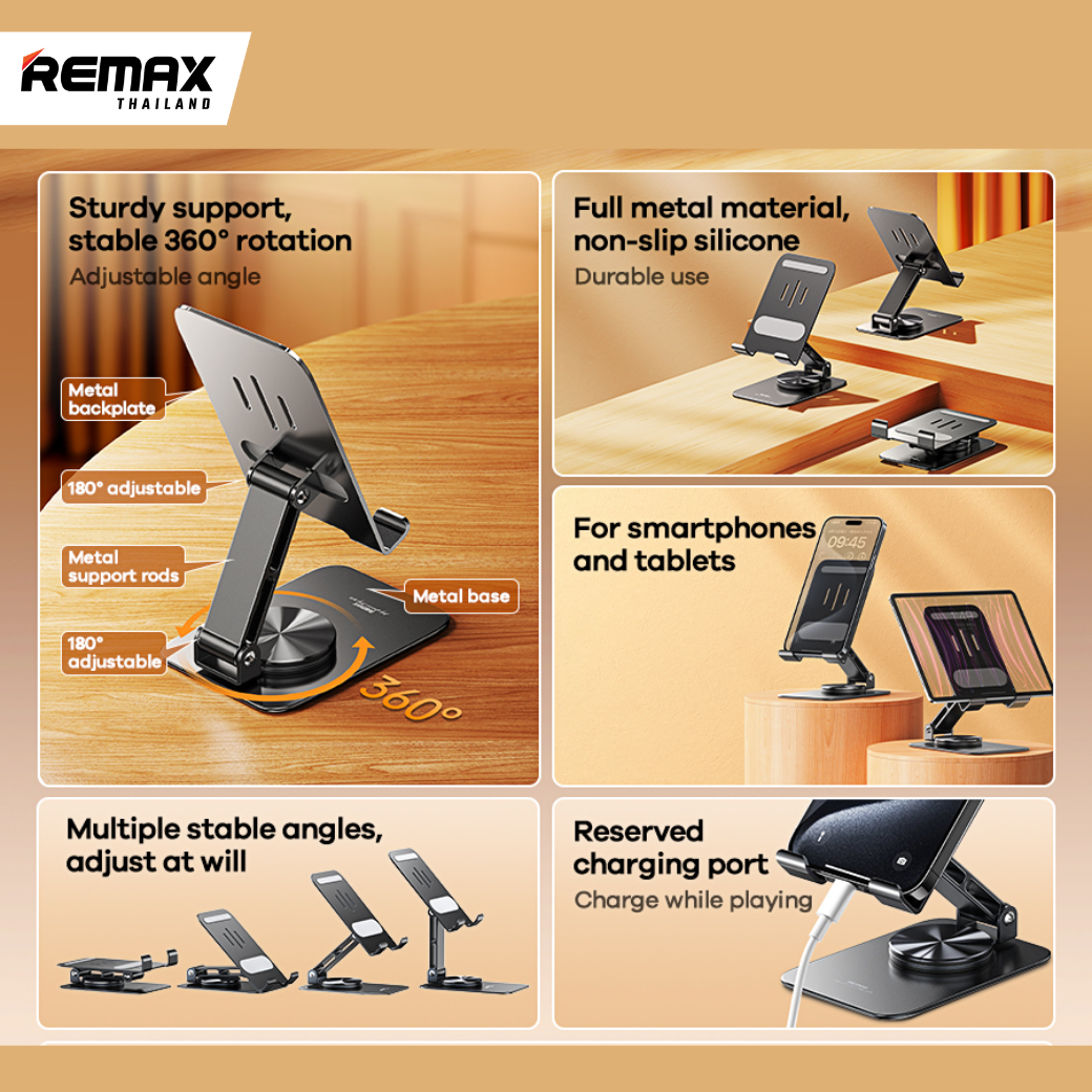 REMAX RM-C38 PRECISION ALLOY ROTARY PHONE STAND HODLER METAL WITH 360 ...